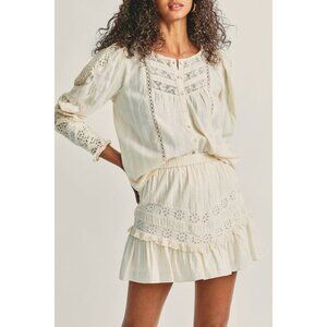 New w/Tags LoveShackFancy Cove Skirt - Embroidered, Ruffle Flounce Hem, Large